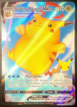 Pokemon Surfing Pikachu VMAX Ultra Rare Celebrations 009/025 Holo 310 HP - Image 1