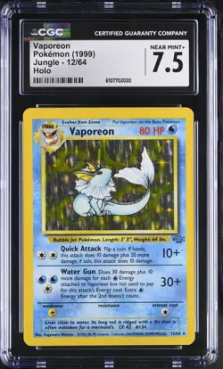 Pokemon CGC 7.5 Vaporeon Holo - Jungle Unlimited 12/64 - Image 1