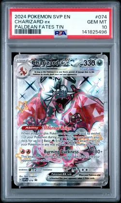 2024 POKEMON SVP EN-SV BLACK STAR PROMO PALDEAN FATES TIN CHARIZARD EX PSA 10 - Image 1