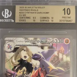 Pokemon Cynthia's Garchomp EX 232/182 SV10 Destined Rivals SIR Holo Beckett 10 - Image 3