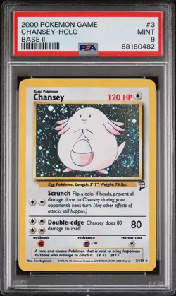 Pokemon PSA 9 Base Set 2 Chansey 3/130 Holo Rare 2000 Near Mint 💫SWIRL 💫 - Image 1