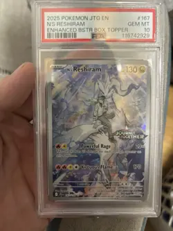 Pokemon N's Reshiram 167/159 Journey Together Stamped Box Topper PSA 10 - Image 1