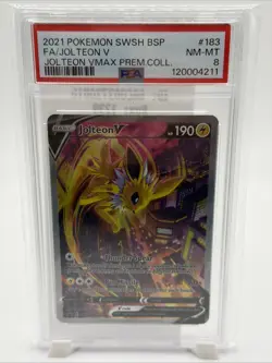 FA/JOLTEON V JOLTEON VMAX PREM.COLL. POKEMON SWSH BLCK STAR PROMO 2021 183 PSA 8 - Image 1