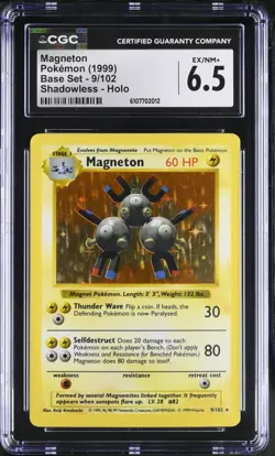Pokemon CGC 6.5 Magneton Holo - Base Set Shadowless 9/102 - Image 1