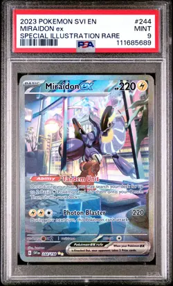 2023 POKEMON SVI EN-SCARLET & VIOLET SPECIAL ILLUSTRATION RARE MIRAIDON EX PSA 9 - Image 1
