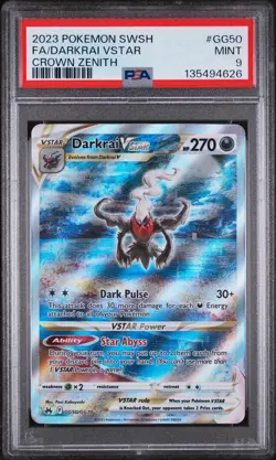 2023 POKEMON SWORD & SHIELD CROWN ZENITH #GG50 FULL ART/DARKRAI VSTAR PSA 9 - Image 1
