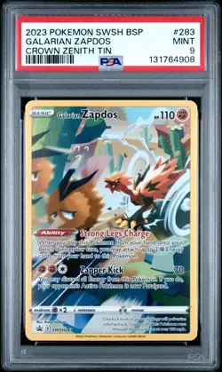 2023 POKEMON SWSH BLACK STAR PROMO CROWN ZENITH TIN #283 GALARIAN ZAPDOS PSA 9 - Image 1