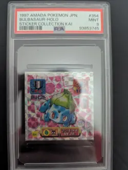 1997 AMADA POKEMON JPN #354 BULBASAUR-HOLO STICKER COLLECTION KAI PSA9 - Image 1