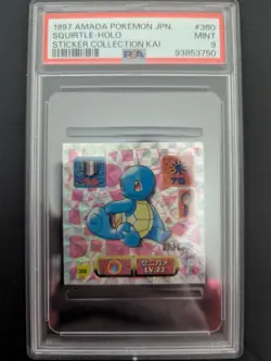1997 AMADA POKEMON JPN #360 SQUIRTLE HOLO STICKER COLLECTION KAI PSA9 - Image 1