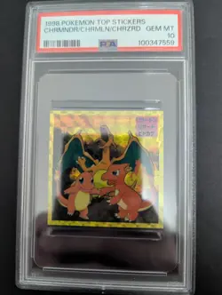 1998 POKEMON TOP STICKERS CHRMANDR CHRMLN CHRZRD CHARIZARD PSA10 - Image 1