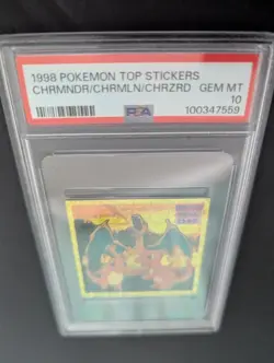 1998 POKEMON TOP STICKERS CHRMANDR CHRMLN CHRZRD CHARIZARD PSA10 - Image 2