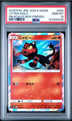 PSA 10 Pokemon Litten 002 Japanese Pikachu's New Friends Holo Low Pop - Image 1