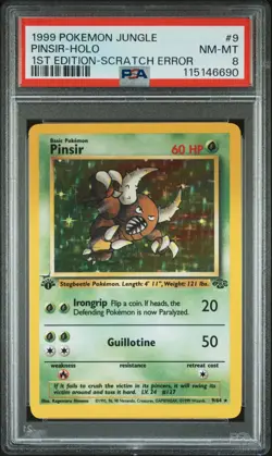 PSA 8 NM/MT 1999 POKEMON JUNGLE 9 PINSIR-HOLO 1ST EDITION-SCRATCH ERROR ENGLISH - Image 1