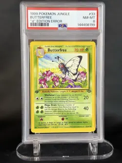 1999 Pokemon Jungle Butterfree d Edition Error #33 PSA 8 NM-MT FRESH GRADE - Image 1