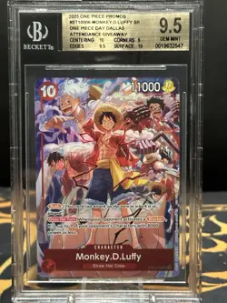 Monkey.D.Luffy 2025 One Piece Dallas Day Promo BGS 9.5 GEM MINT ST10-006 - Image 3