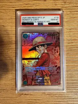 One Piece TGC Monkey D. Luffy RED MANGA Alt Art OP13-118 Sec NM JP - Image 1