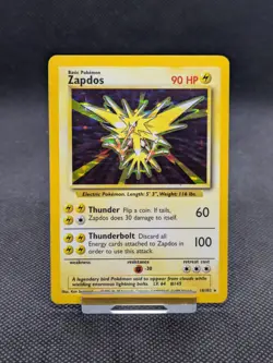 Pokemon Card Zapdos 16/102 Base Set Holo Rare WOTC Played - Image 1
