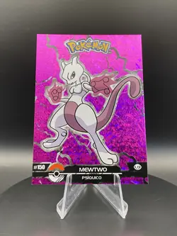 Mewtwo #150 Pink Holo Box Hit Crystal Dark Black Card Non TCG - Image 3