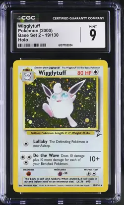 Pokemon CGC 9 Wigglytuff Holo - Base Set 2 19/130 - Image 1