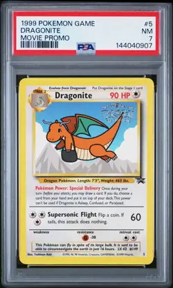1999 POKEMON GAME MOVIE PROMO #5 DRAGONITE PSA 7 - Image 1