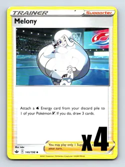 Melony SWSH06: Chilling Reign #146/198 Playset x4 Pokemon TCG - NM - Image 1