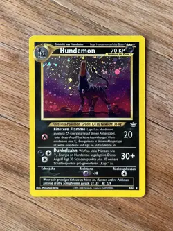 Houndoom Pokemon WOTC 2000 Neo Revelation German Hundemon 8 Double Holo Swirl LP - Image 1