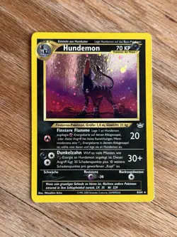 Houndoom Pokemon WOTC 2000 Neo Revelation German Hundemon 8 Double Holo Swirl LP - Image 2