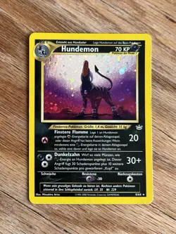 Houndoom Pokemon WOTC 2000 Neo Revelation German Hundemon 8 Double Holo Swirl LP - Image 3