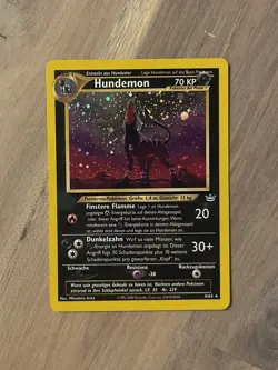 Houndoom Pokemon WOTC 2000 Neo Revelation German Hundemon 8 Double Holo Swirl LP - Image 5