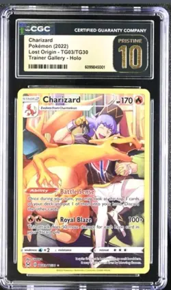 2022 POKEMON LOST ORIGIN TRAINER GALLERY HOLO #TG03 CHARIZARD CGC 10 PERFECT - Image 1