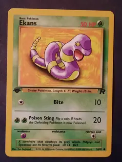 Pokemon Card 1st Edition Ekans 56/82 Team Rocket Common - Image 1