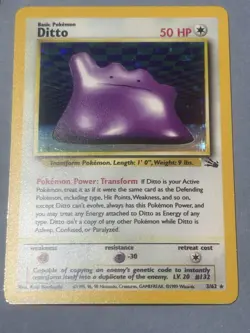 Pokemon Ditto Fossil 3/62 Holo Rare 50 HP 1999 Pokemon TCG Vintage - Image 1