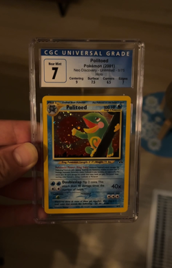 Politoed CGC 7 Pokemon WOTC 2001 Neo Discovery 8/75 Holo Double Swirls POP 23 - Image 2