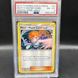 Misty's Water Command 63/68 Holo Rare PSA 8 Pokemon TCG 2019 Hidden Fates - Image 1