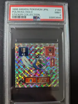 1996 AMADA POKEMON JAPANESE #168 POLIWAG-HOLO STICKER COLLECTION PSA9 - Image 1