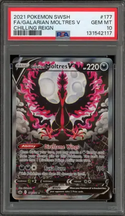 Pokemon Galarian Moltres V Chilling Reign Full Alt Art #177 PSA 10 Gem Mint - Image 1