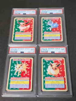 PSA 9 Pokemon Japanese Topsun Card Eevee Vaporeon Jolteon Flareon Blue Back - Image 1