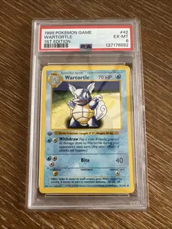 Wartortle 042/102 PSA 6 1st Edition Shadowless Base Set Vintage Pokemon Card TCG - Image 1