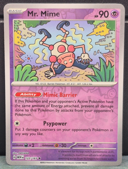Mr. Mime 122/165 Rare Reverse Holo Pokemon Scarlet & Violet 151 Near Mint Card - Image 1
