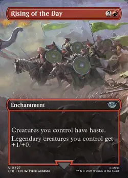 NM Borderless Rising of the Day, Lord of the Rings, Magic the Gathering, 427 - Image 1