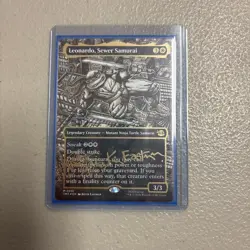 TMNT MTG Leonardo, Sewer Samurai Borderless Kevin Eastman Gold Stamped Signature - Image 1