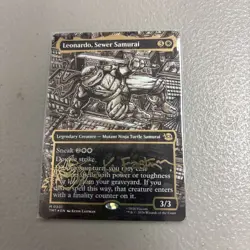 TMNT MTG Leonardo, Sewer Samurai Borderless Kevin Eastman Gold Stamped Signature - Image 3