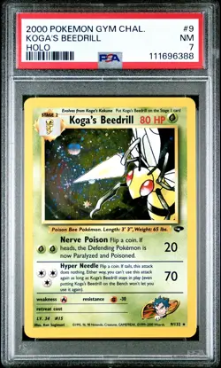 PSA 7 NM 2000 Pokemon Gym Challenge Koga's Beedrill #9 Holo Unlimited - Image 1