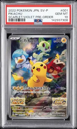 2022 POKEMON JPN SV PROMO SCARLET & VIOLET PRE-ORDER #001 PIKACHU PSA 10 - Image 1