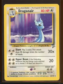 Dragonair Non-Holo Rare Ex/LP 22/130 Base Set 2 Pokemon - Image 1