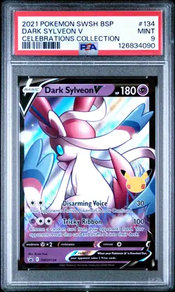 2021 POKEMON SWSH BLACK STAR PROMO CELEBRATIONS COLL #134 DARK SYLVEON V PSA 9 - Image 1