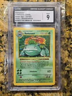 CGC 9 Shadowless Venusaur 1999 Base Set 15/102 Holo Pokemon Card WOTC Mint - Image 1