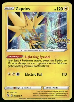 #029/078 Zapdos Pokemon GO - Holo - Image 1