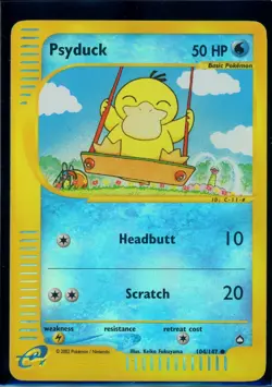 Pokemon AQUAPOLIS - #104/147 Psyduck - Reverse Holo - ENG - Heavily Played - Image 1