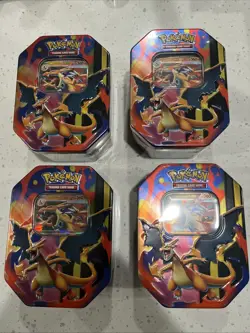 Pokemon TCG Mega Charizard Y ex Tins NEW SEALED - LOT OF 4 TINS - Image 1